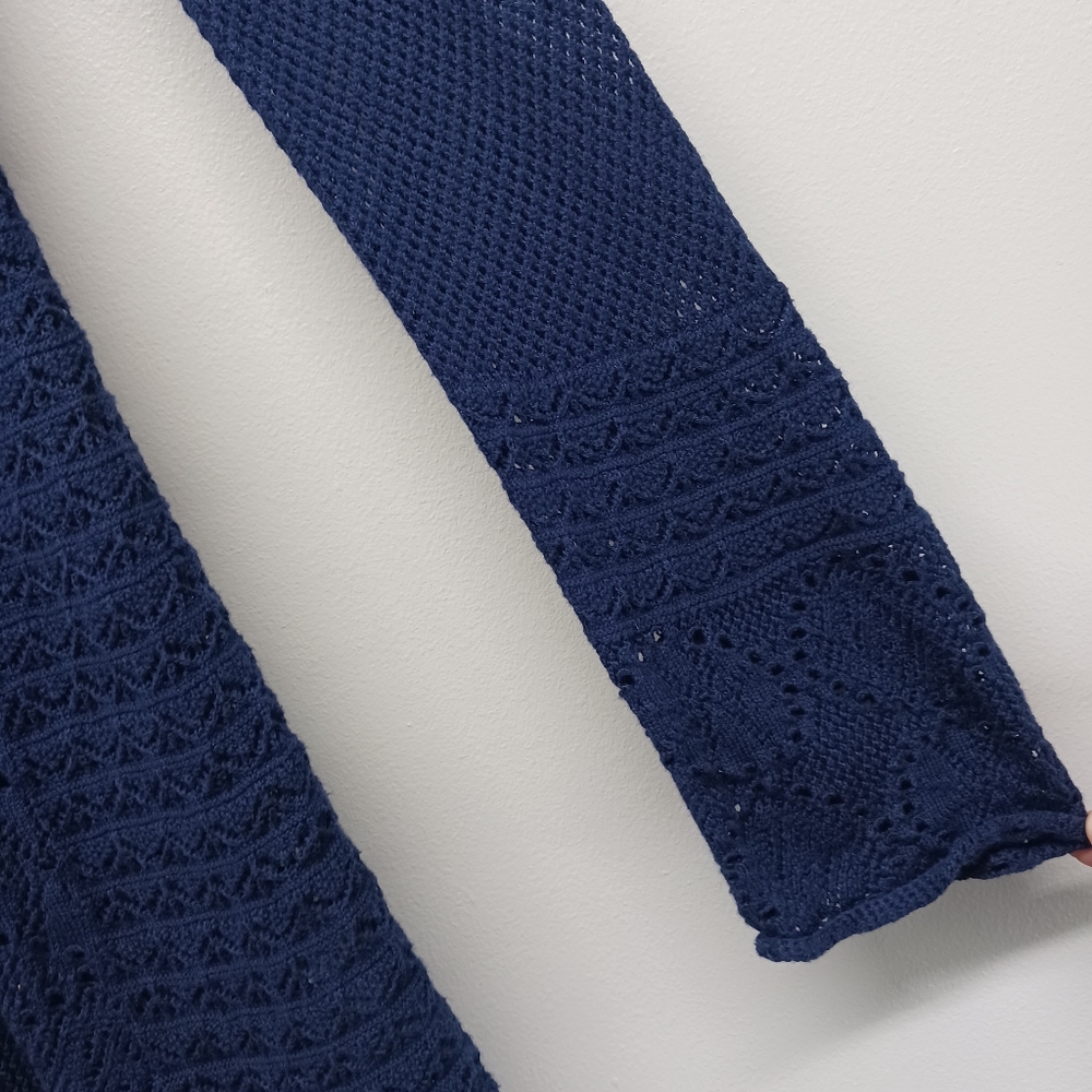 Lilly Pulitzer Crochet Top Women Size XS Navy Blue Long Sleeve 100% Cotton - Picture 4 of 8